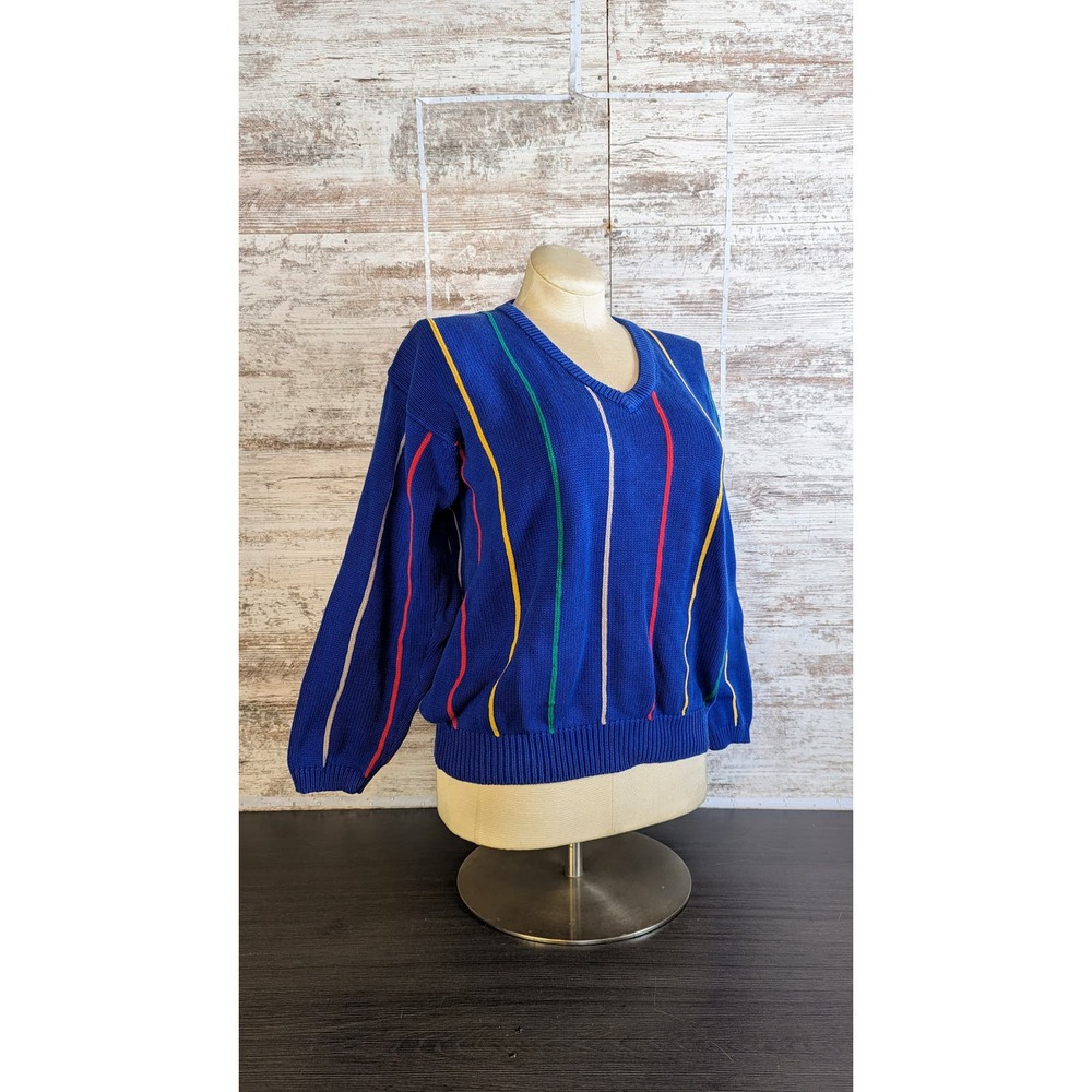 Essential Elements Large Vintage 90s 80s Sweater Striped Cotton